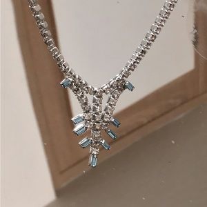 1940s rhinestone necklace with matching earrings